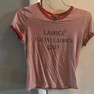 Lauren Ralph Lauren Red and White Striped Tee
